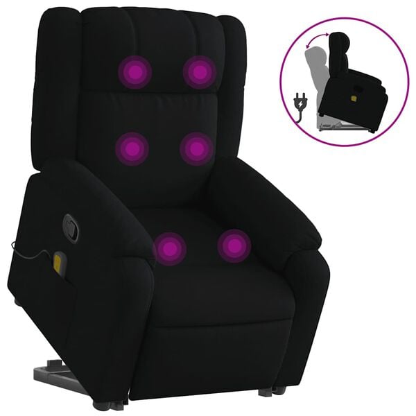 vidaXL Fauteuil inclinable de massage noir tissu