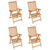 vidaXL Chaises de jardin lot de 4 avec coussins cr&egrave;me Bois teck solide