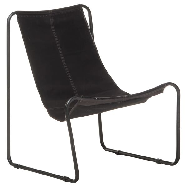 vidaXL Chaise de relaxation Noir Cuir v&eacute;ritable