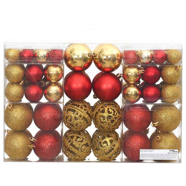 vidaXL Boules de No&euml;l 100 pcs dor&eacute; et rouge bordeaux 3 / 4 / 6 cm