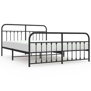 vidaXL Cadre de lit métal sans matelas avec pied de lit noir 183x213cm