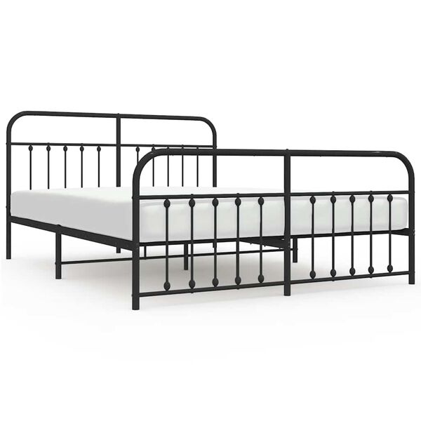 vidaXL Cadre de lit métal sans matelas avec pied de lit noir 183x213cm