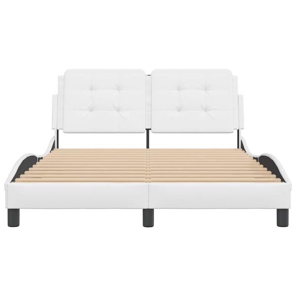 vidaXL Cadre de lit sans matelas Zadar blanc 137x190 cm similicuir