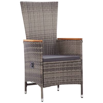 vidaXL Mobilier à dîner de jardin 9pcs et coussins Résine tressée Gris