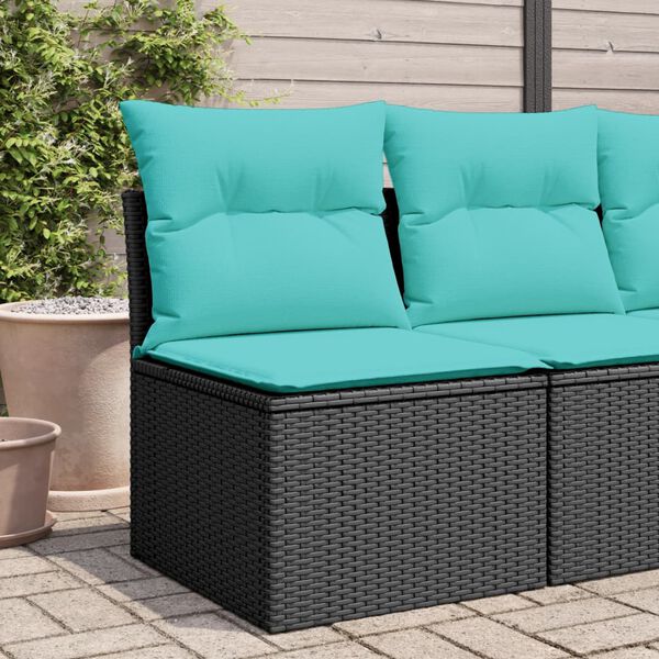 vidaXL Chaise de jardin sans accoudoirs avec coussins noir poly rotin