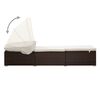 vidaXL Chaise longue avec auvent et coussin résine tressée marron