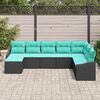 vidaXL Ensemble de canapé de jardin 8 pcs Noir et turquoise polyrotin