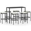 vidaXL Ensemble de bar de jardin 7 pcs et coussins R&eacute;sine tress&eacute;e Noir