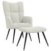 vidaXL Chaise de relaxation avec tabouret Blanc crème Velours