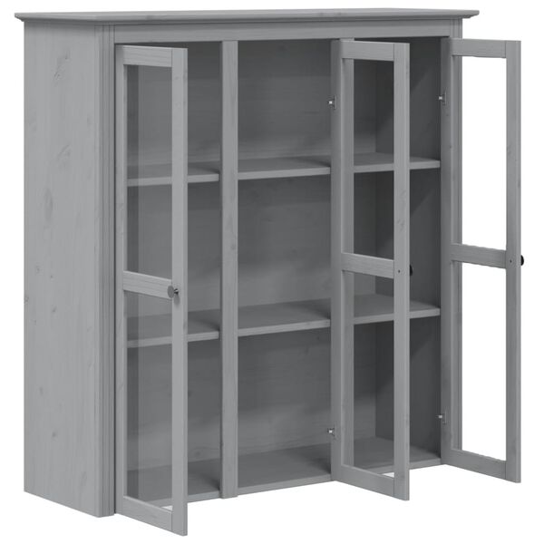 vidaXL Armoire avec portes vitrées BODO gris bois de pin massif