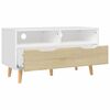 vidaXL Meuble TV blanc et chêne sonoma 90x40x48,5 cm bois d'ingénierie