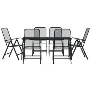 vidaXL Ensemble &agrave; manger de jardin 7 pcs anthracite m&eacute;tal maille