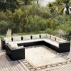vidaXL Salon de jardin 10 pcs avec coussins noir r&eacute;sine tress&eacute;e