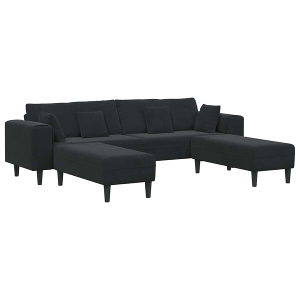 vidaXL Canap&eacute; avec coussin 3 pcs Noir Velours