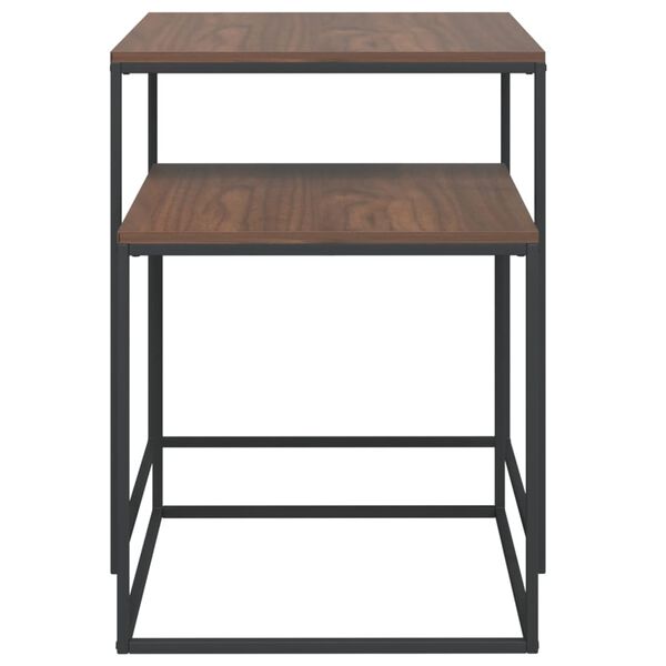 vidaXL Ensemble de table basse 2 pcs Bois d'ing&eacute;nierie et m&eacute;tal