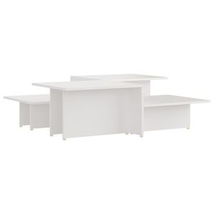 vidaXL Tables basses 2 pcs Blanc 111,5x50x33 cm Bois d'ing&eacute;nierie