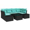 vidaXL Ensemble de canap&eacute; de jardin 8 pcs Noir et turquoise polyrotin