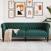 vidaXL Canapé Chesterfield 3 places vert foncé tissu