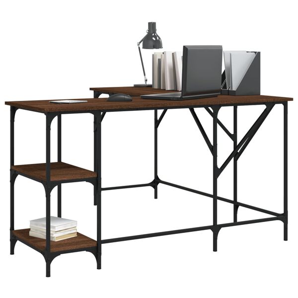 vidaXL Bureau chêne marron 139x139x75 cm bois d'ingénierie