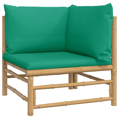 vidaXL Salon de jardin 5 pcs avec coussins vert bambou