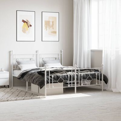 vidaXL Cadre de lit métal avec tête de lit/pied de lit blanc 150x200cm