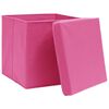 vidaXL Bo&icirc;tes de rangement avec couvercles 4 pcs Rose 32x32x32cm Tissu