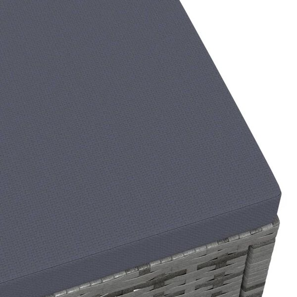 vidaXL Tabouret de jardin avec coussin Gris R&eacute;sine tress&eacute;e