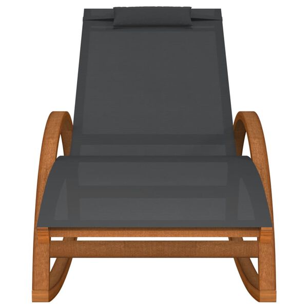 vidaXL Chaise &agrave; bascule textil&egrave;ne gris et bois de peuplier massif