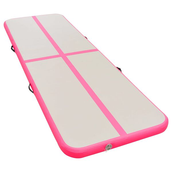 vidaXL Tapis gonflable de gymnastique avec pompe 700x100x10cm PVC Rose