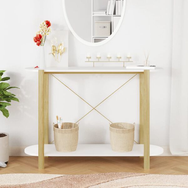 vidaXL Table console Blanc 110x38x75 cm Bois d'ingénierie