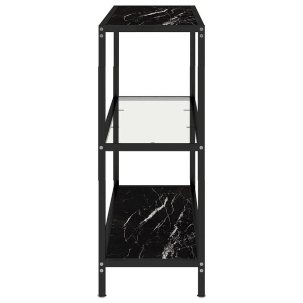 vidaXL Étagère transparent et marbre noir 100x36x90 cm verre trempé