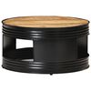 vidaXL Table basse Noir 68x68x36 cm Bois massif de manguier brut