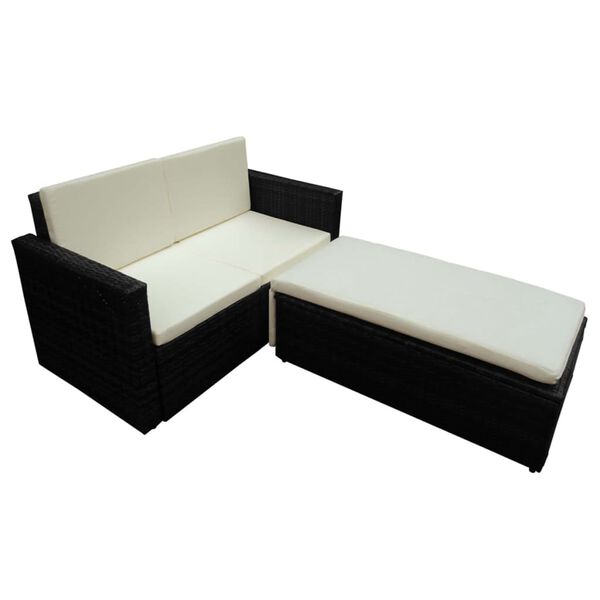 vidaXL Salon de jardin 2 pcs avec coussins R&eacute;sine tress&eacute;e Noir