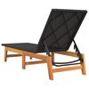 vidaXL Chaise longue Noir/marron R&eacute;sine tress&eacute;e/bois massif d'acacia
