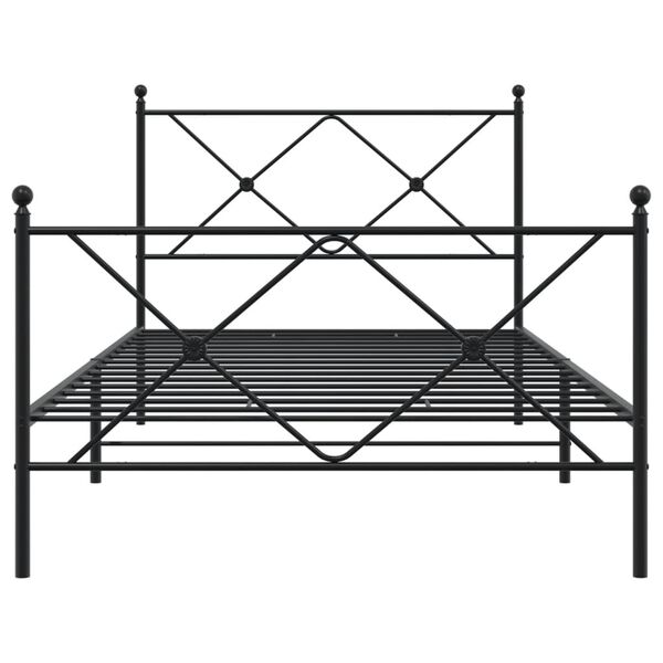 vidaXL Cadre de lit métal sans matelas et pied de lit noir 100x200 cm