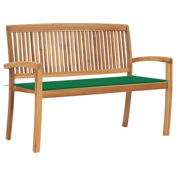 vidaXL Banc de jardin empilable et coussin 128,5cm Bois de teck massif