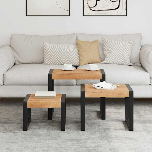 vidaXL Tables gigognes 3 pcs Bois solide