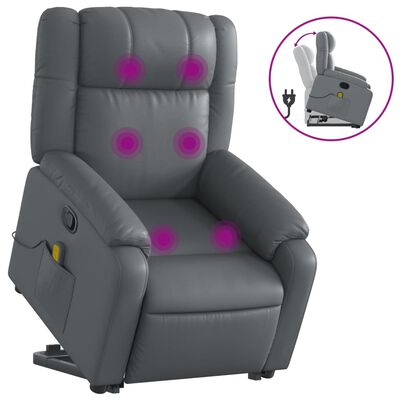 vidaXL Fauteuil inclinable de massage gris similicuir