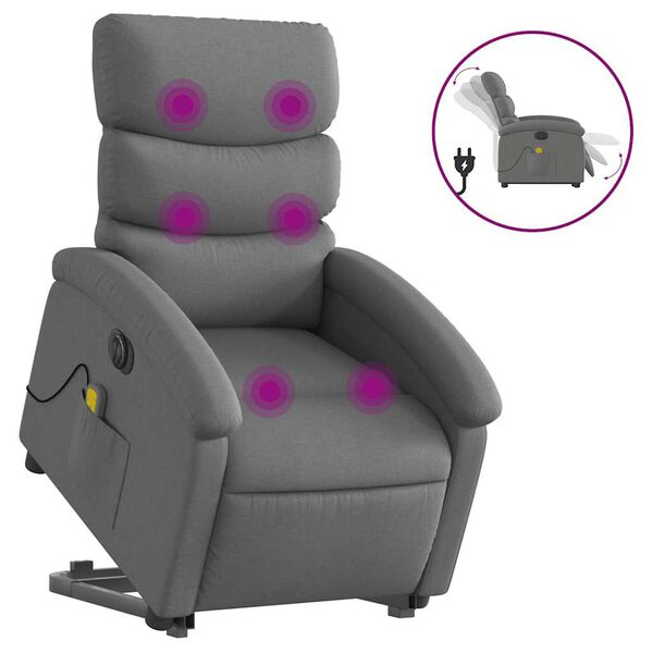 vidaXL Fauteuil inclinable de massage &eacute;lectrique gris fonc&eacute; tissu