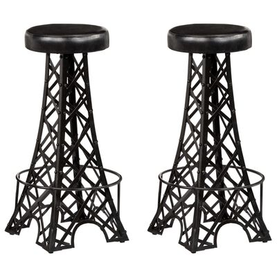 vidaXL Tabourets de bar lot de 2 cuir véritable