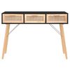 vidaXL Table console Noir 105x30x75 cm Bois massif pin /rotin naturel