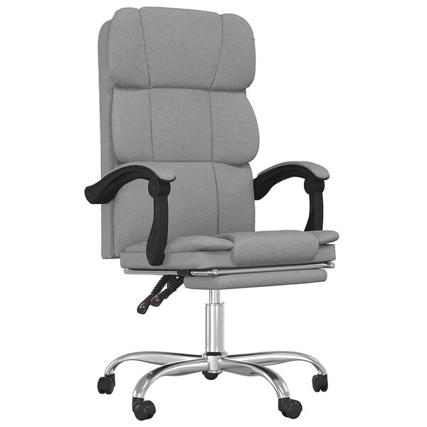 vidaXL Fauteuil inclinable de bureau gris clair tissu
