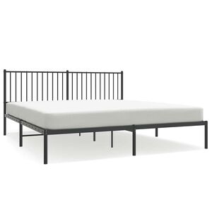 vidaXL Cadre de lit métal sans matelas avec tête de lit noir 183x213cm