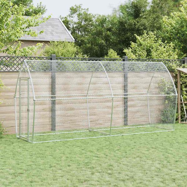 vidaXL Cage pour poules argent&eacute; 400x105x182 cm acier galvanis&eacute;