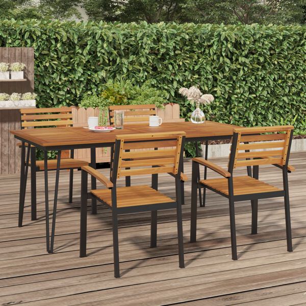 vidaXL Table de jardin avec pieds &eacute;pingle &agrave; cheveux 180x90x75 acacia
