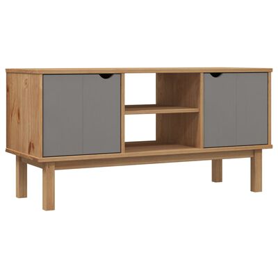 vidaXL Meuble TV OTTA Marron et gris 113,5x43x57 cm Bois massif pin