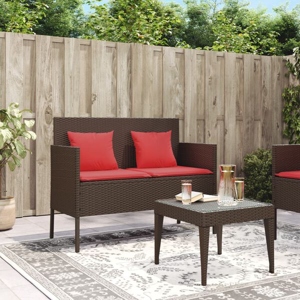 vidaXL Banc de jardin avec coussins marron résine tressée