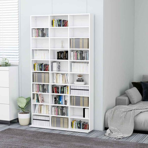 vidaXL Armoire &agrave; CD Blanc 102x16x177,5 cm Bois d'ing&eacute;nierie