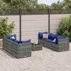 vidaXL Salon de jardin 7 pcs avec coussins Gris R&eacute;sine tress&eacute;e