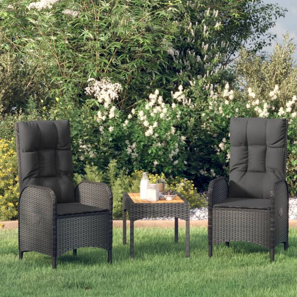 vidaXL Chaises d'ext&eacute;rieur lot de 2 R&eacute;sine tress&eacute;e Noir